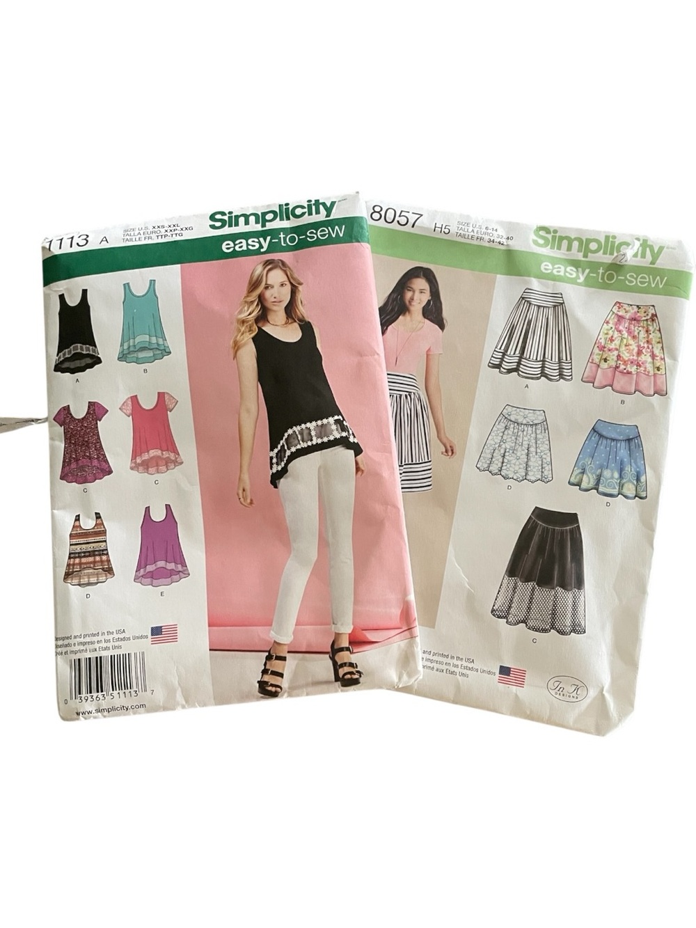 Simplicity Sewing Patterns 8057 Misses Skirts & 1113 Easy to Sew Tops All Sizes
